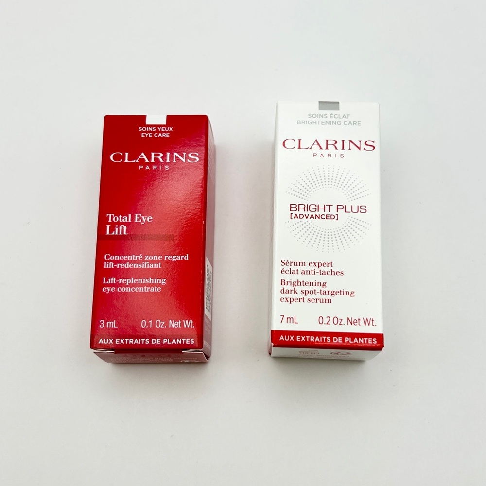 Clarins Total Eye Lift & Brightening dark spot serum sample set, New in Box